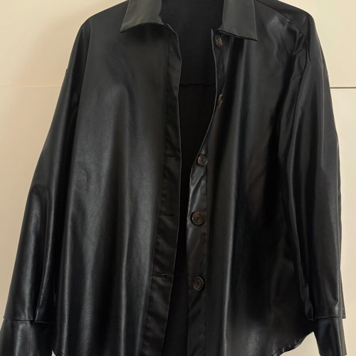 Shein leather shirt black like new