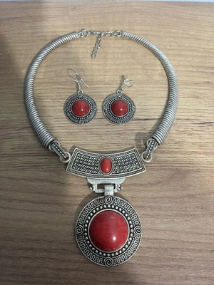 Boho statement necklace and earrings set vintage ethnic style new