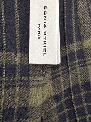 Sonia Rykiel Paris women's plaid pants, elegant fit, wool