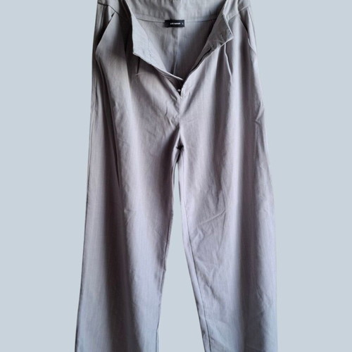 Pink Woman Grey Striped Wide Leg Pants L Used