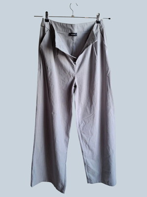 Pink Woman Grey Striped Wide Leg Pants L Used