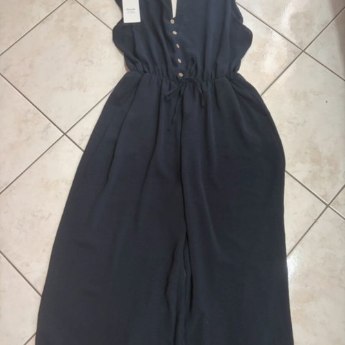 Dark blue one-piece jumpsuit new, one size with elastic waist