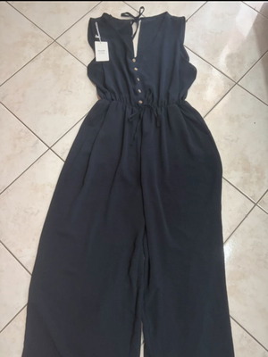 Dark blue one-piece jumpsuit new, one size with elastic waist