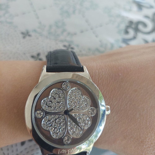 Folli Follie watch with crystals like new, black and silver