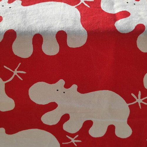 IKEA Red Hippo fabric new, cotton, 120x300cm, Eva Lundgreen 2008