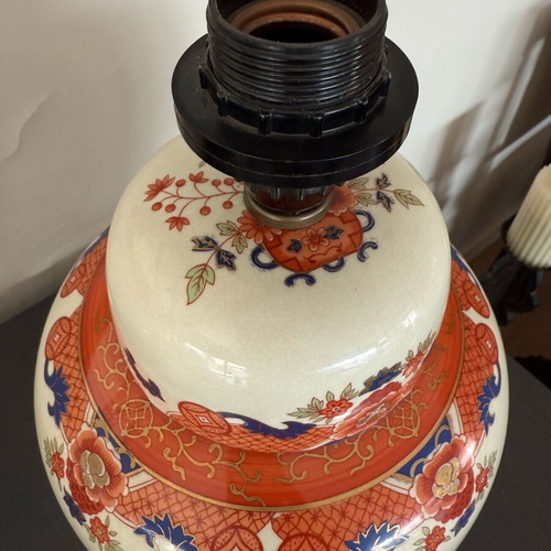 Ceramic table lamp porcelain with handmade floral designs like new
