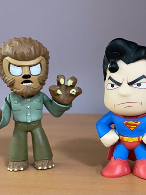 Funko Mystery Mini Wolfman and Superman 3-inch figures like new