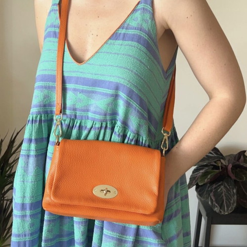 Leather cross body bag like new, orange