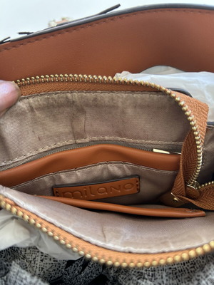 Milano shoulder bag, cream and brown pattern