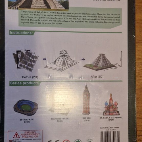 Maya Pyramid 3D puzzle new, 48 pieces by Cubic Fun