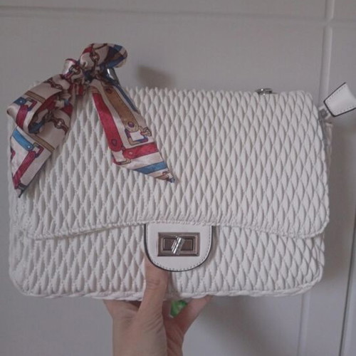 Crossbody bag with strap, white