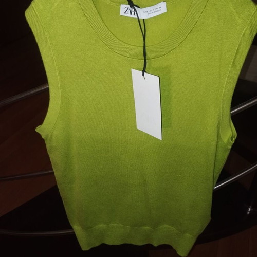 Sleeveless knit top Zara new, lime color