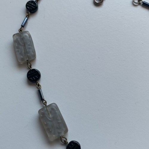 Art Deco vintage necklace used with glass and French jet beads
