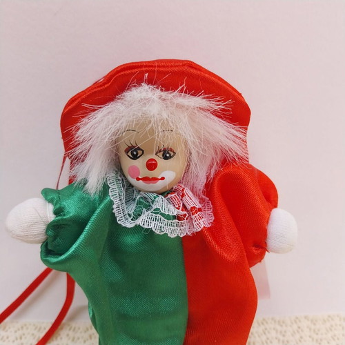 Miniature clown doll from Germany with ceramic face like new