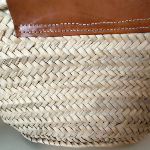 Mango straw shoulder and crossbody bag with leather details