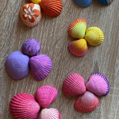 Decorative seashells hand-painted set of 18 with acrylic colors