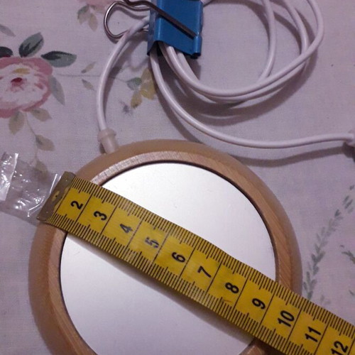Heated Drink Warmer with USB Cable, Silver and Beige Wood Effect, Like New