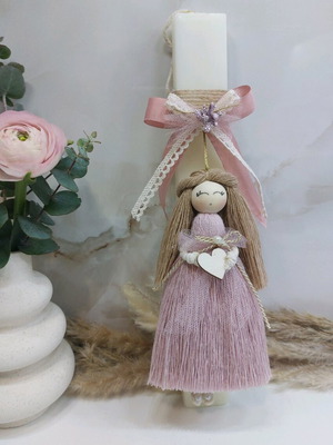 Scented candle with handmade macrame doll and vanilla scent new