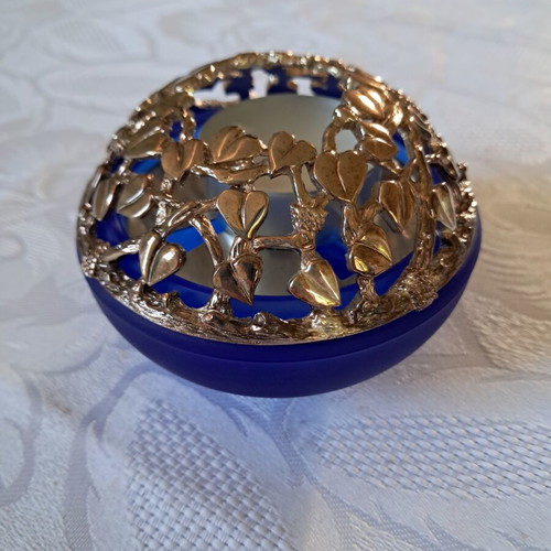 Cristofele cobalt blue candlestick like new, 1990s