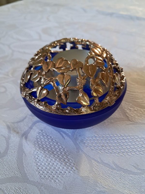 Cristofele cobalt blue candlestick like new, 1990s