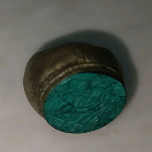 Turquoise tribal ring used, silver base
