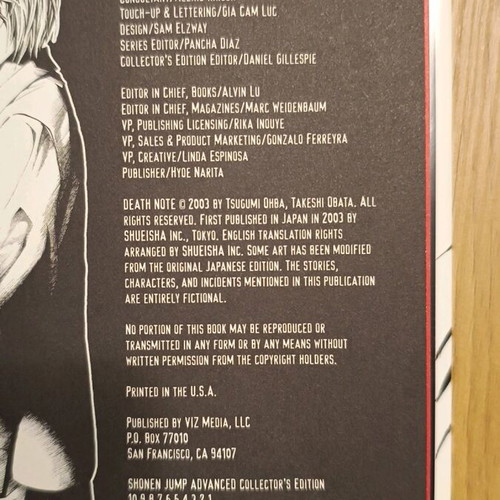 Death Note Collector's Edition first volume, first print, like new, English, hardcover