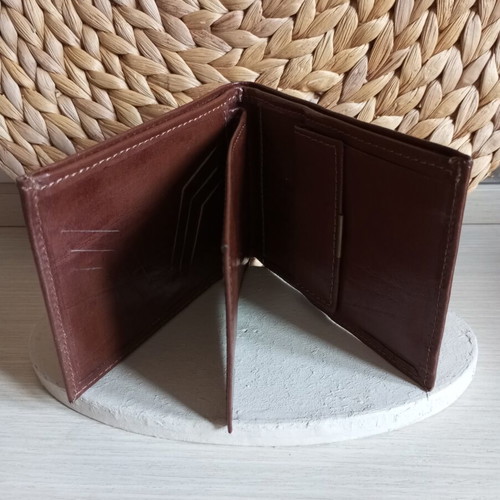 Men's leather wallet, brown, genuine leather
