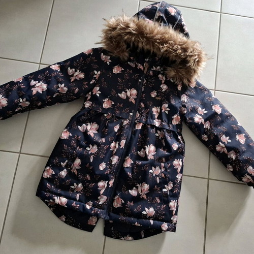 Minymo parka for girl size 128, like new, floral design