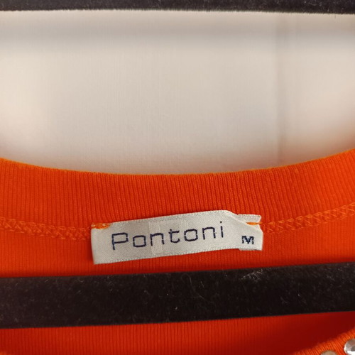 Pontoni orange fitted tank top with rhinestones, size M