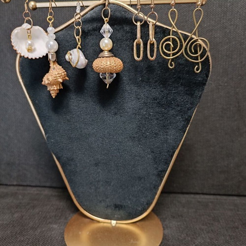 Handmade earrings new from shells, pearls, crystals and bronze