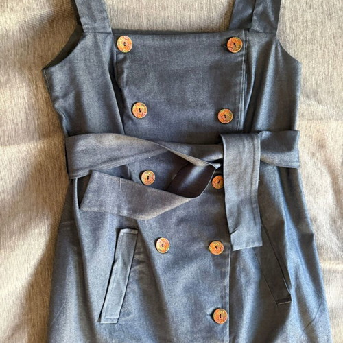 Chaton denim dress with straps and buttons new, size S, blue