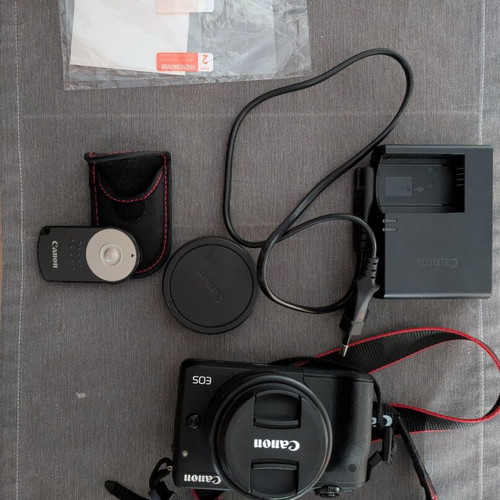 Canon M3 camera with RC-6 remote and screen protector