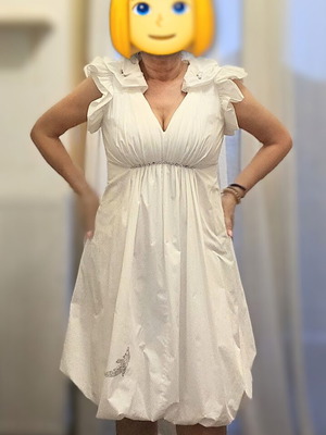 Dress like new, white, size L with original design and strass