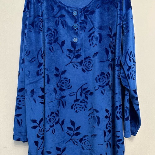 Women's velvet blouse blue royal XXL used with floral pattern