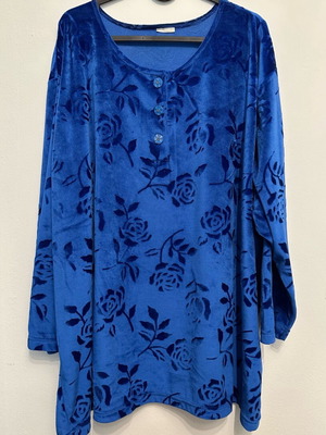 Women's velvet blouse blue royal XXL used with floral pattern