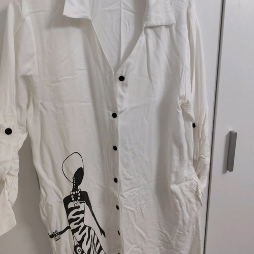 Zara dress set like new, black cotton and white with female figure