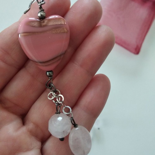 Pink heart earrings like new