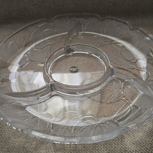 Crystal serving platter for nuts like new, 36×36 cm