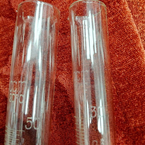 Glass volumetric cylinders like new, set of four, 1960s