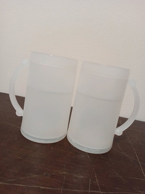 Freezer glasses like new, transparent plastic beer mugs 460ml, set of 2