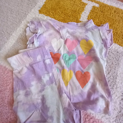 Children's summer pajama set used with sleeveless top and colorful purple shorts