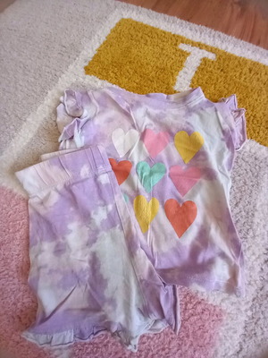 Children's summer pajama set used with sleeveless top and colorful purple shorts