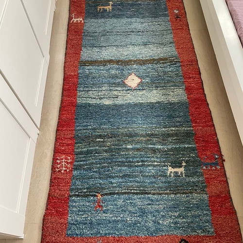 Gabbeh wool runner rug like new, 1.99 x 0.87 m