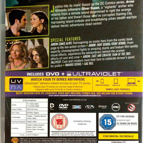 Arrow DVD complete first season used, English subtitles