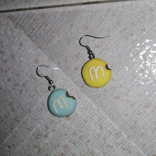 Handmade m & ms earrings