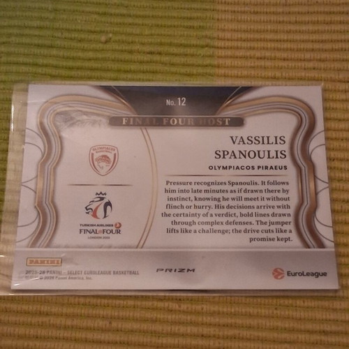 Panini Select Euroleague Vassilis Spanoulis Final Four London 2013 silver prizm card