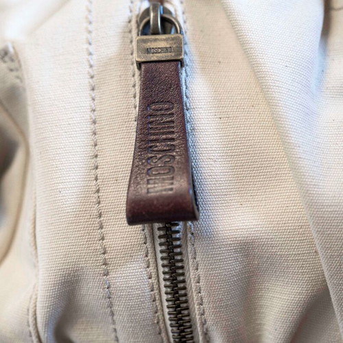 Moschino handbag like new, beige and brown fabric with leather