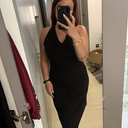 Black asymmetric dress medium like new, halter neck, evening wear