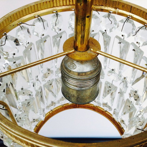Brass ceiling light used with crystals