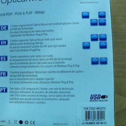 Hantol HM3227U mouse new with ergonomic design USB